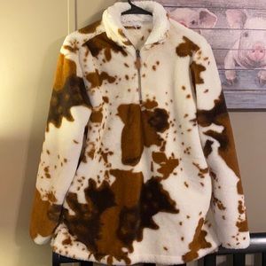 Women cow print pullover